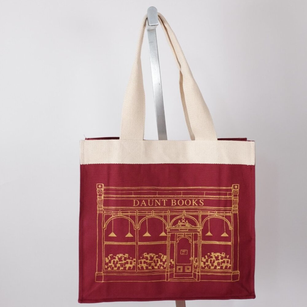Daunt Books London tote bag US seller ready to ship red gold foil canvas